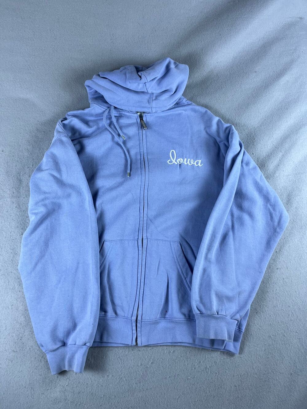 Pacific & Company Hoodie Mens L Periwinkle Blue Full Zip Iowa Embroidered Fleece